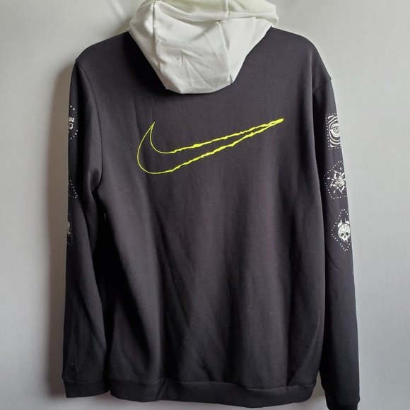Men's Nike training Villians full Zip Dri-Fit Hoodie. Medium. Black/white/volt. - Picture 6 of 8